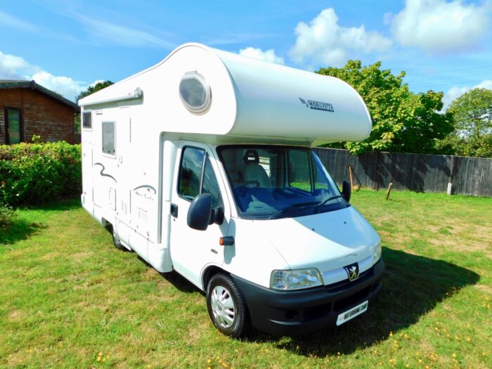 Mobilvetta New Life Peugeot Hdi 5 to 6 Berth with Bunk Beds 56 Plate and low Mileage. Superb Condition Throughout. A Super Motorhome with 4 x Seat Belts, Bunk Beds, Overcab Double Bed and a Convertible Dinette Bed. Now Sold
